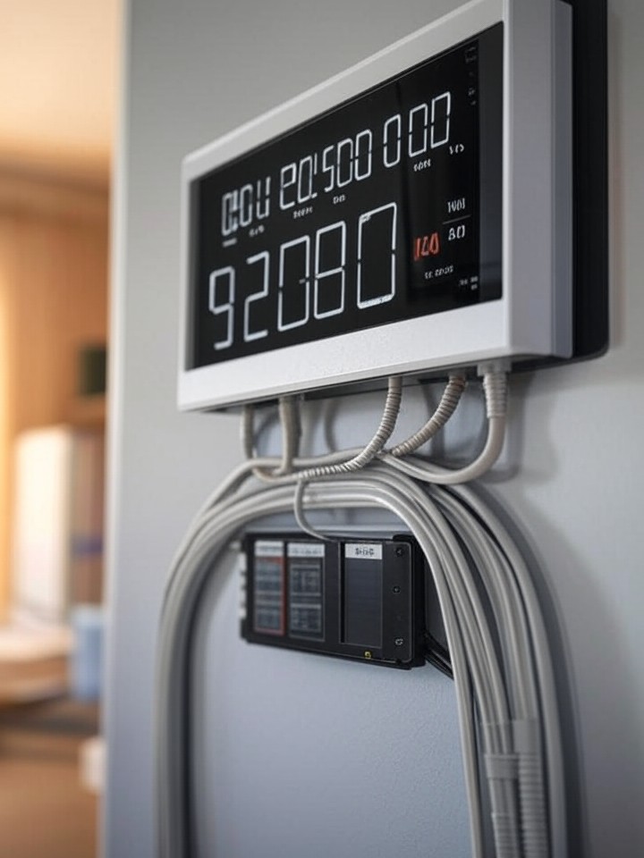Solar inverter display showing energy production readings